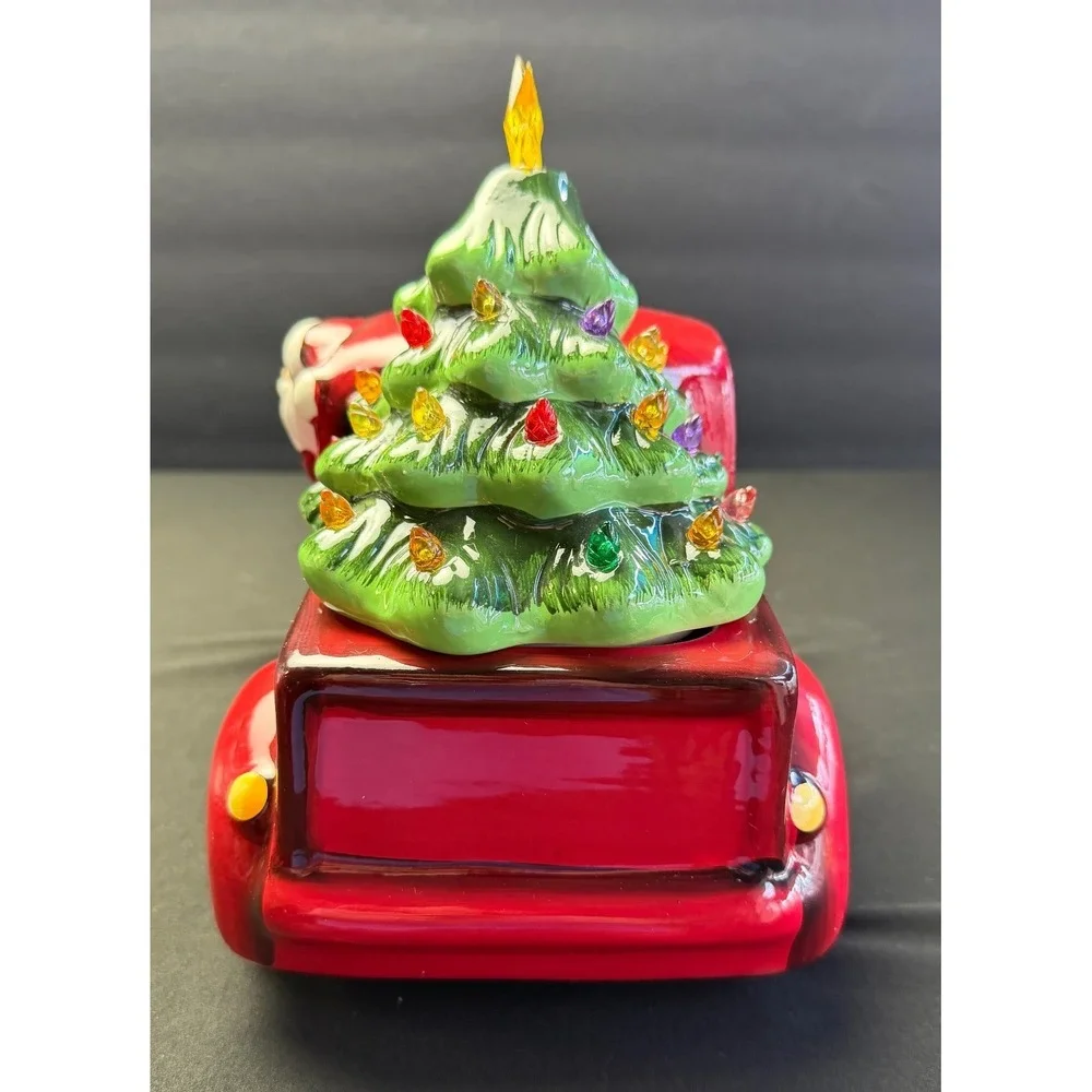 Mr. Christmas Red Truck Santa Light Up Tree Ceramic Farmhouse Holiday Cookie Jar